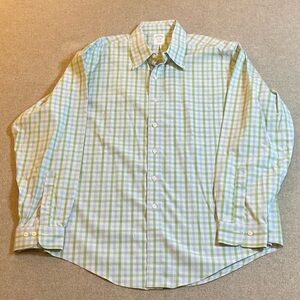 Brooks Brothers Green and White Plaid Dress Shirt